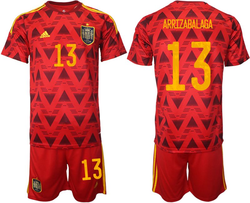 Men 2022 World Cup National Team Spain home red #13 Soccer Jersey